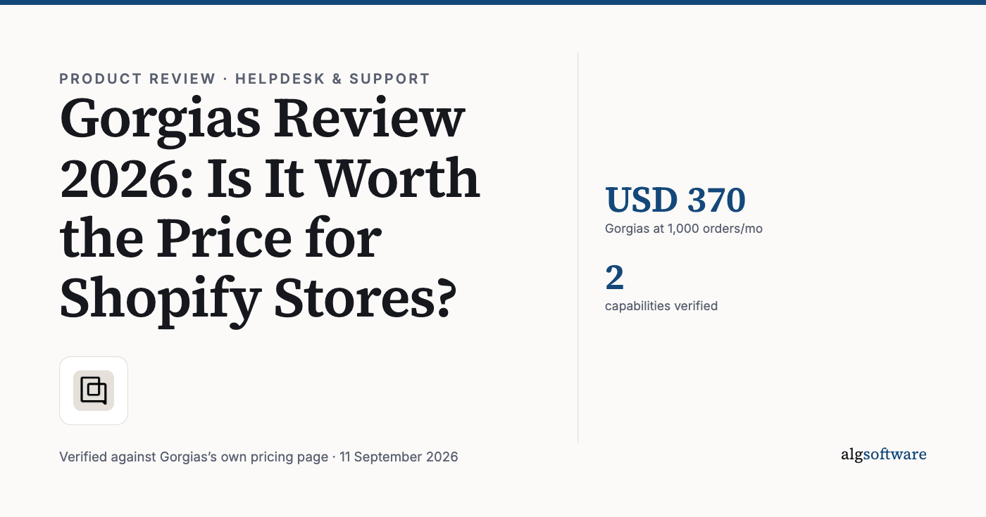 Summary card: USD 370, Gorgias at 1,000 orders/mo; 2, capabilities verified.